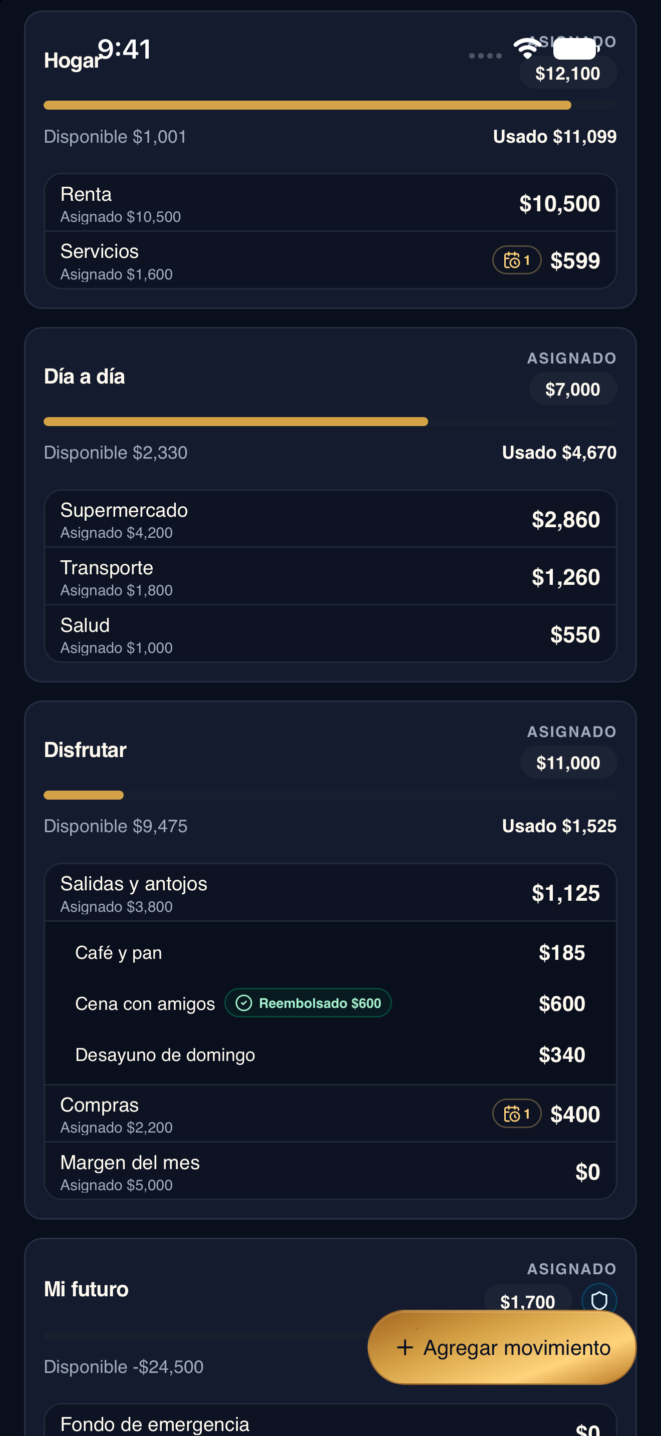 Dinner expense showing a 600 reimbursement and 600 net spending
